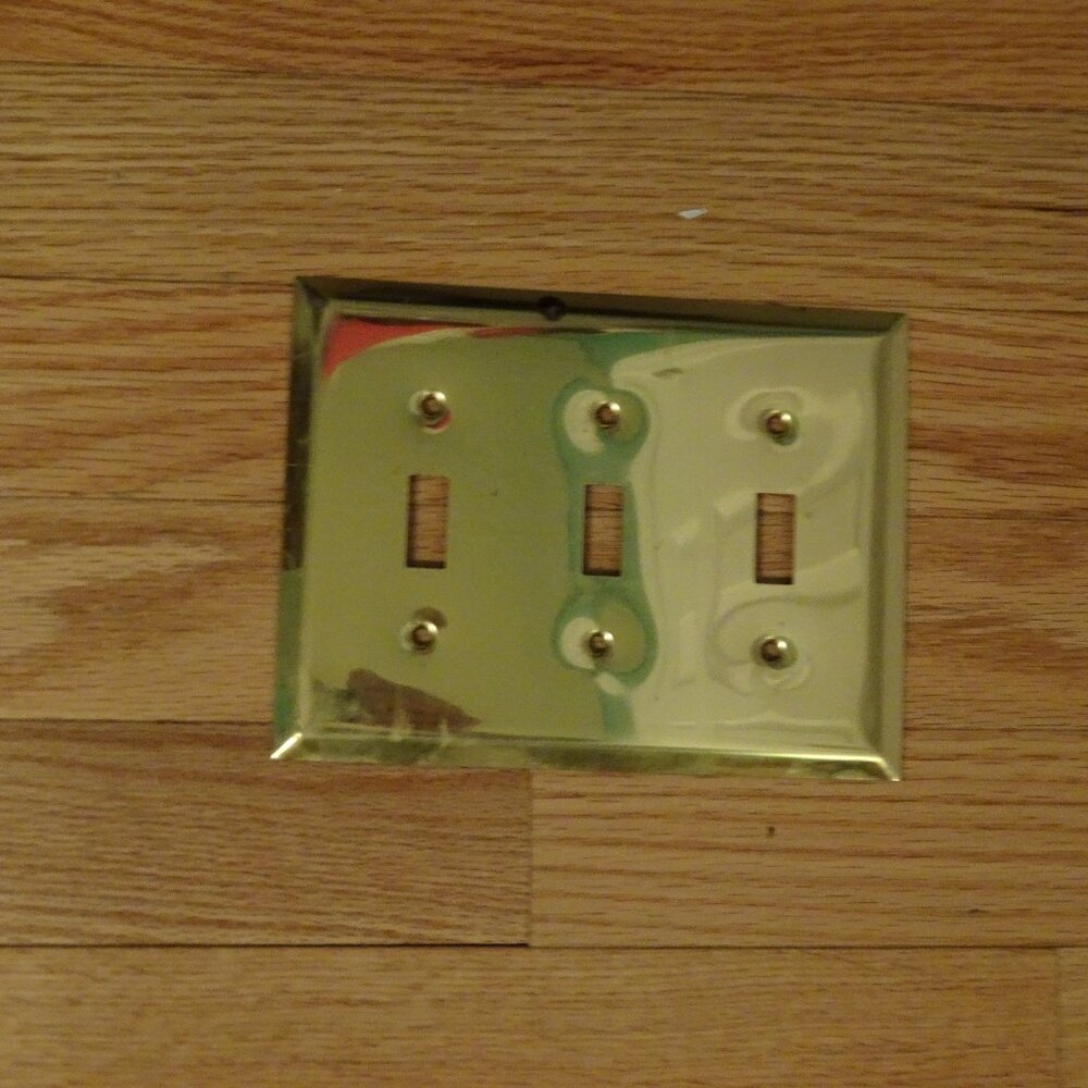 Triple Switch Wall Plate 6 Hole Brass